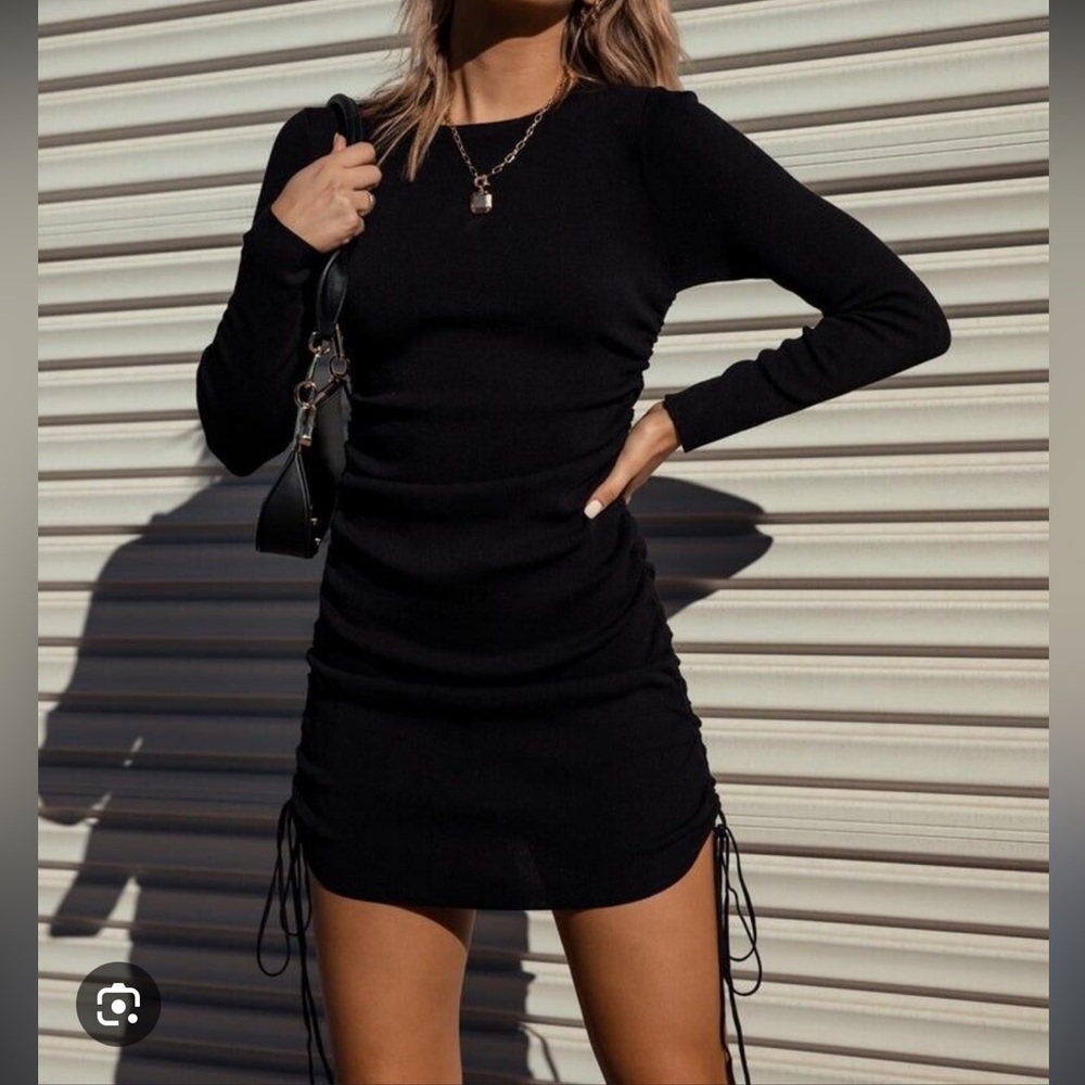 Lioness military minds ruched long sleeve mini dress